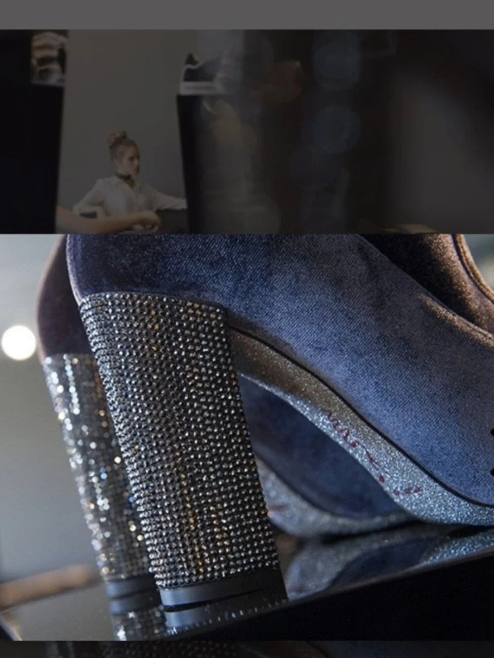 RENE CAOVILLA Swarovski Crystals Over Knee Velvet Boots 39